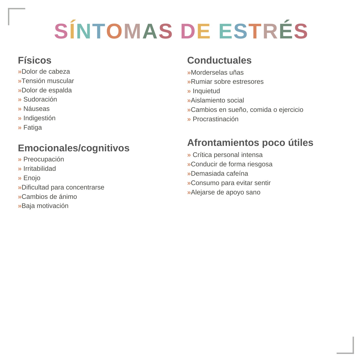 Ficha de Síntomas de Estrés — físicos, emocionales, conductuales