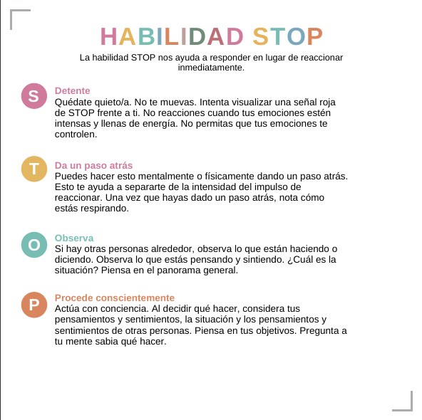 Ficha de la Habilidad STOP — Tolerancia al Malestar